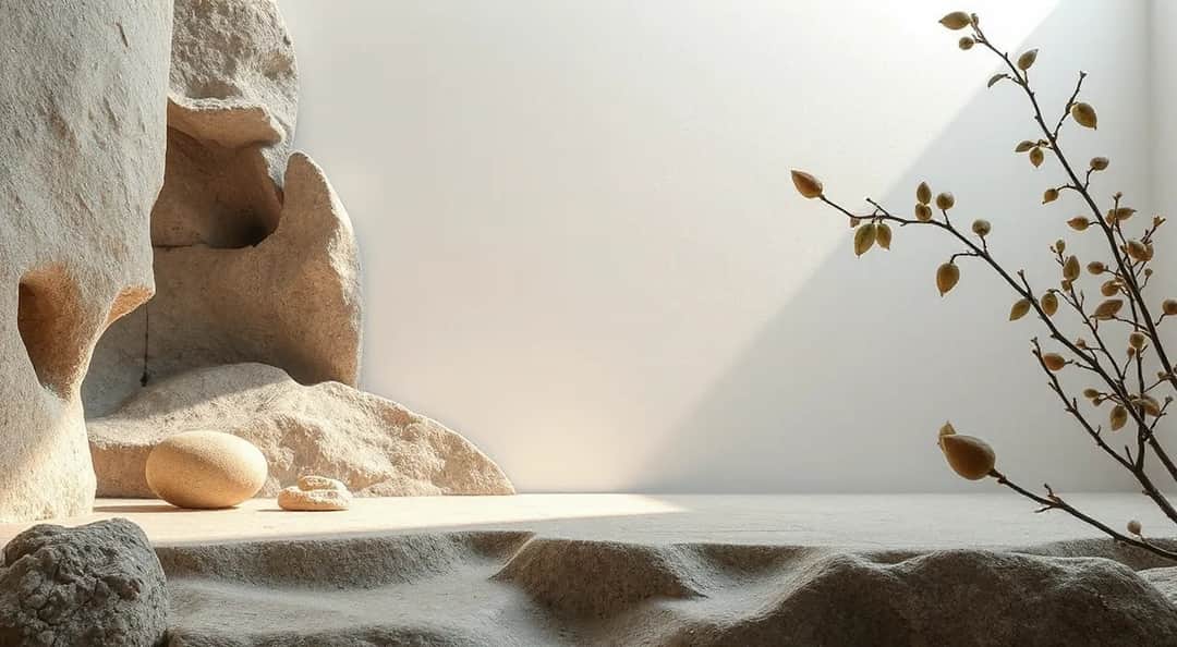 Quiet observation setup with nature textures and calm colors