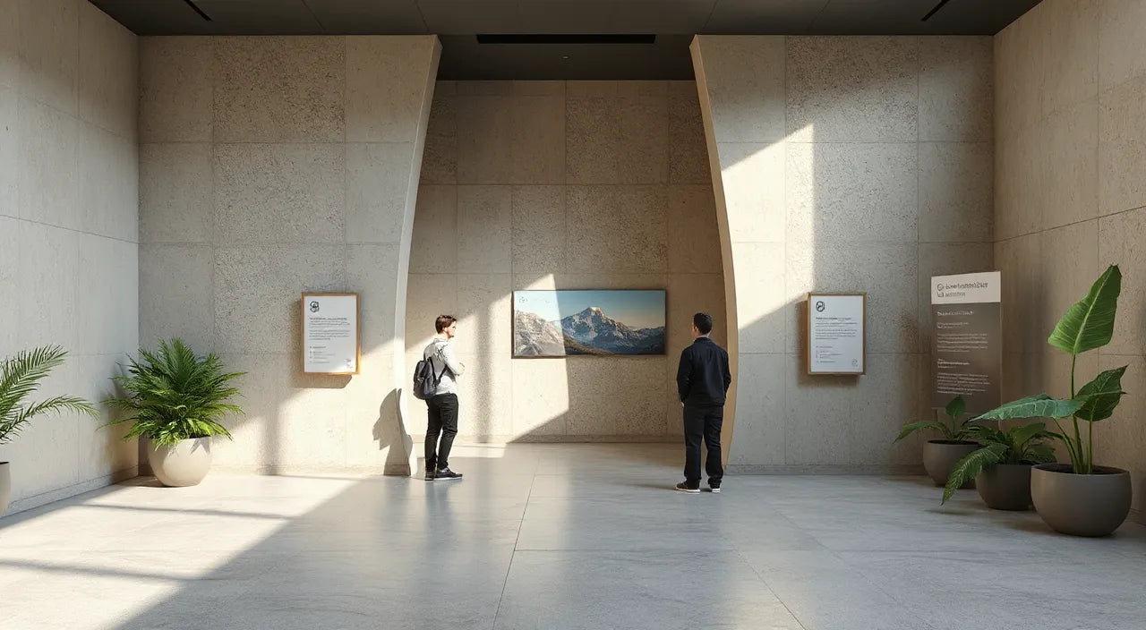 Visitor viewing area with calm guidance signs