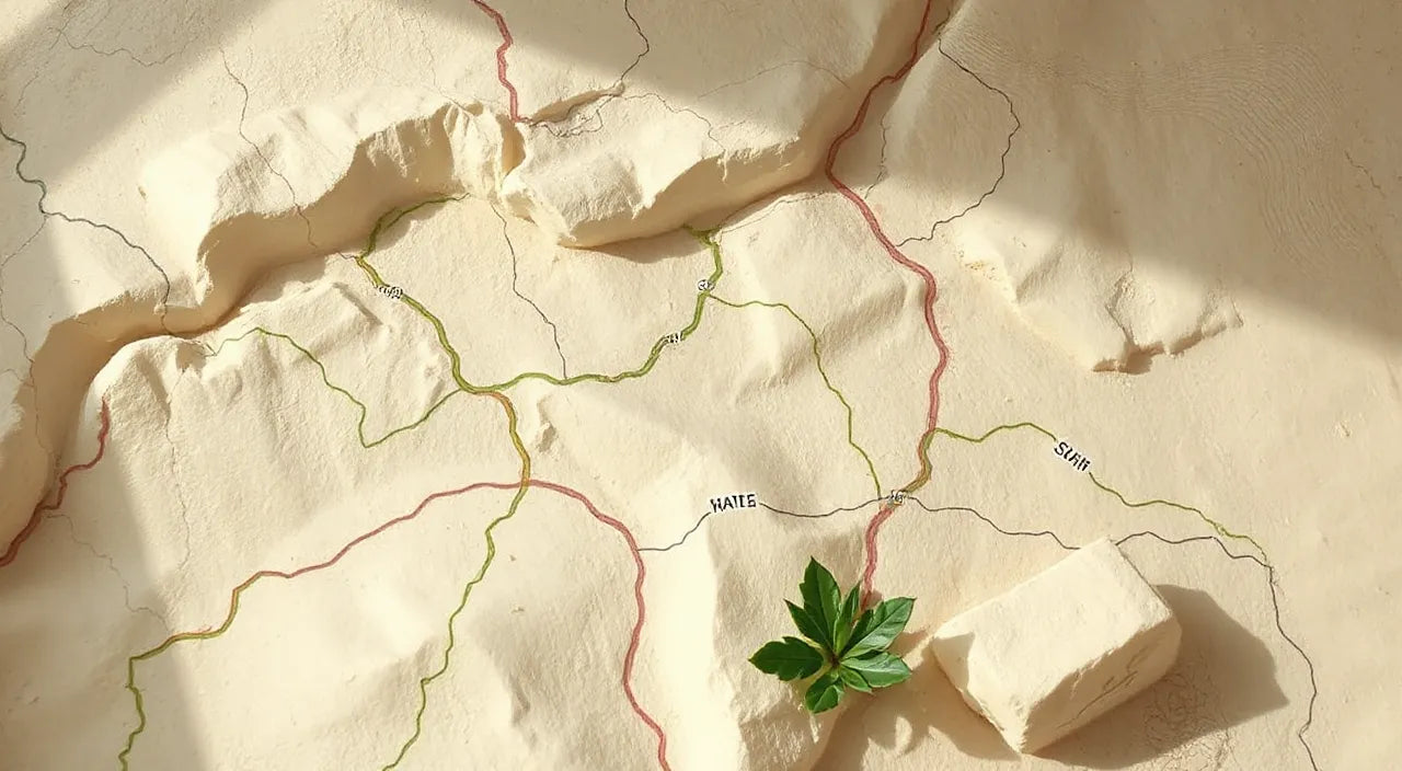 Symbolic map, green trails, small-group icons