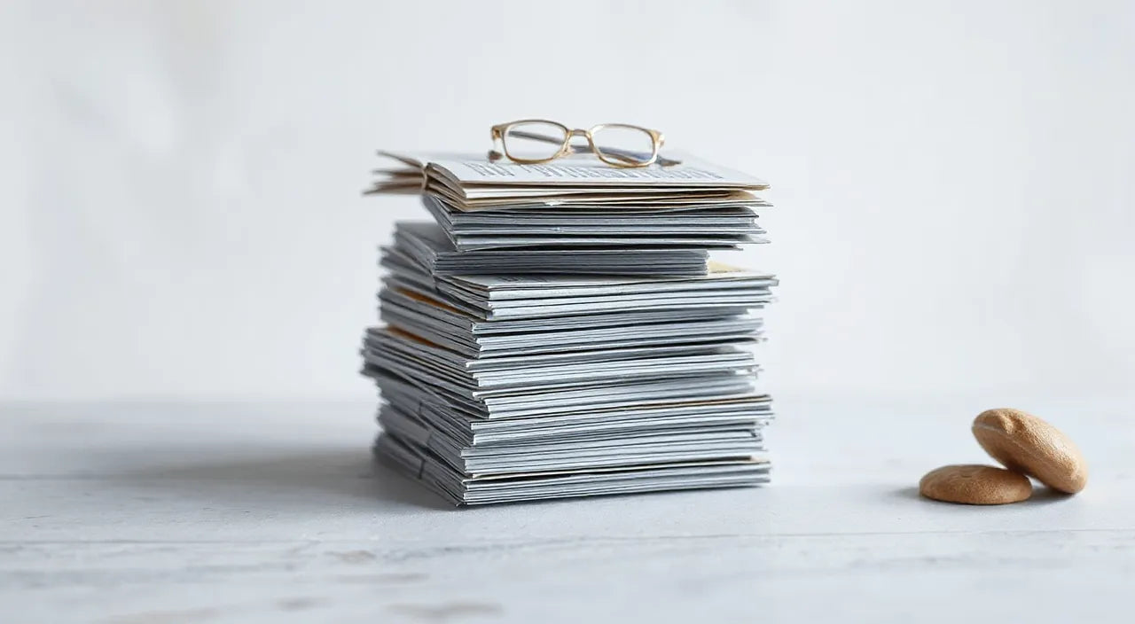 Stacked itinerary cards and rule icons visual